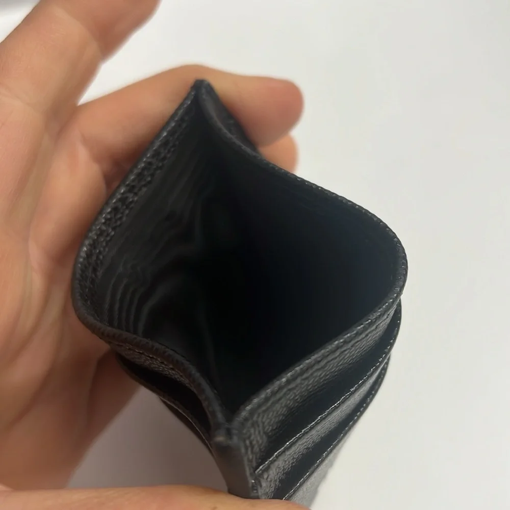Palm Angels Black Pebbled Leather Credit Card Holder Wallet